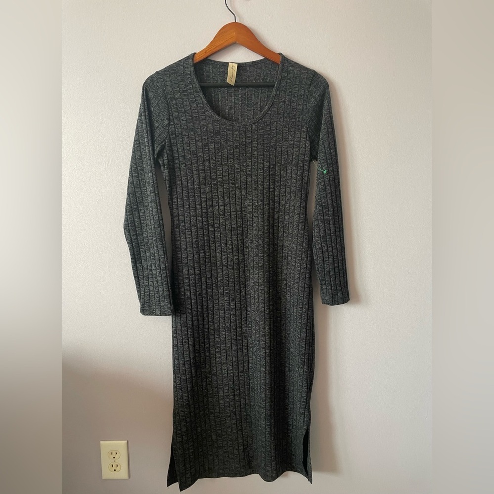 Allison Joy Gray Ribbed Dress